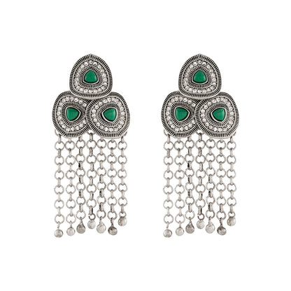 Teejh Janani Silver Green Earring