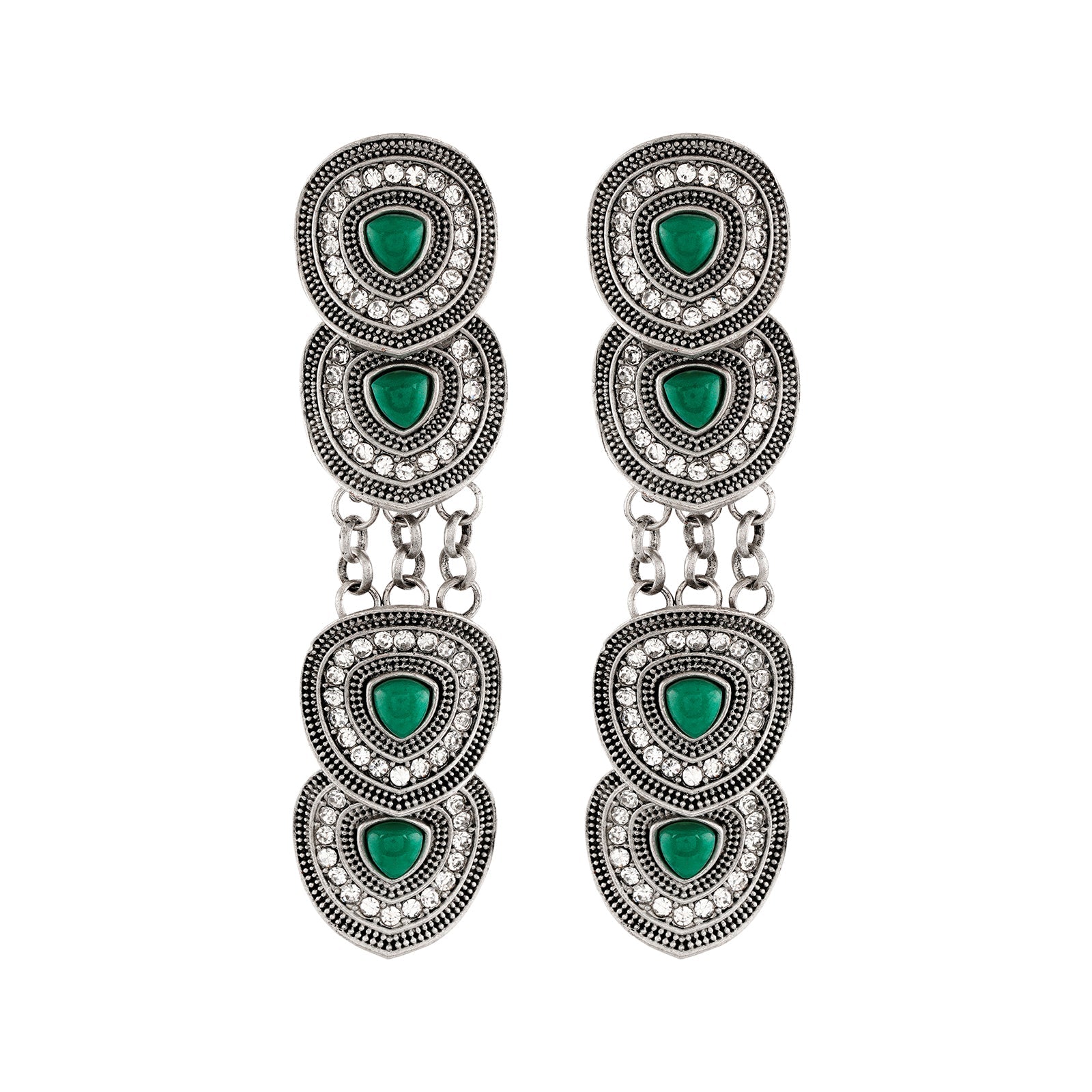 Teejh Pushpa Silver Green Earring