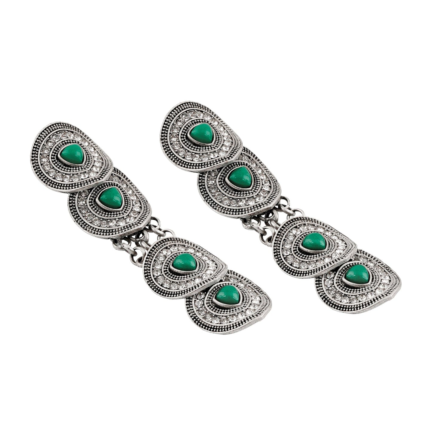 Teejh Pushpa Silver Green Earring