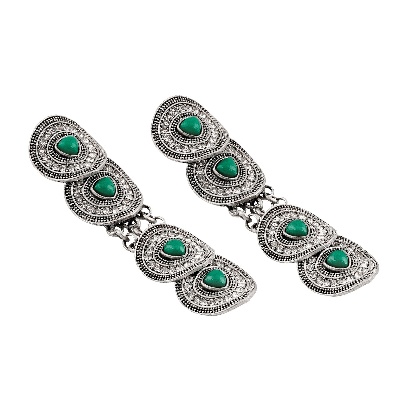 Teejh Pushpa Silver Green Earring