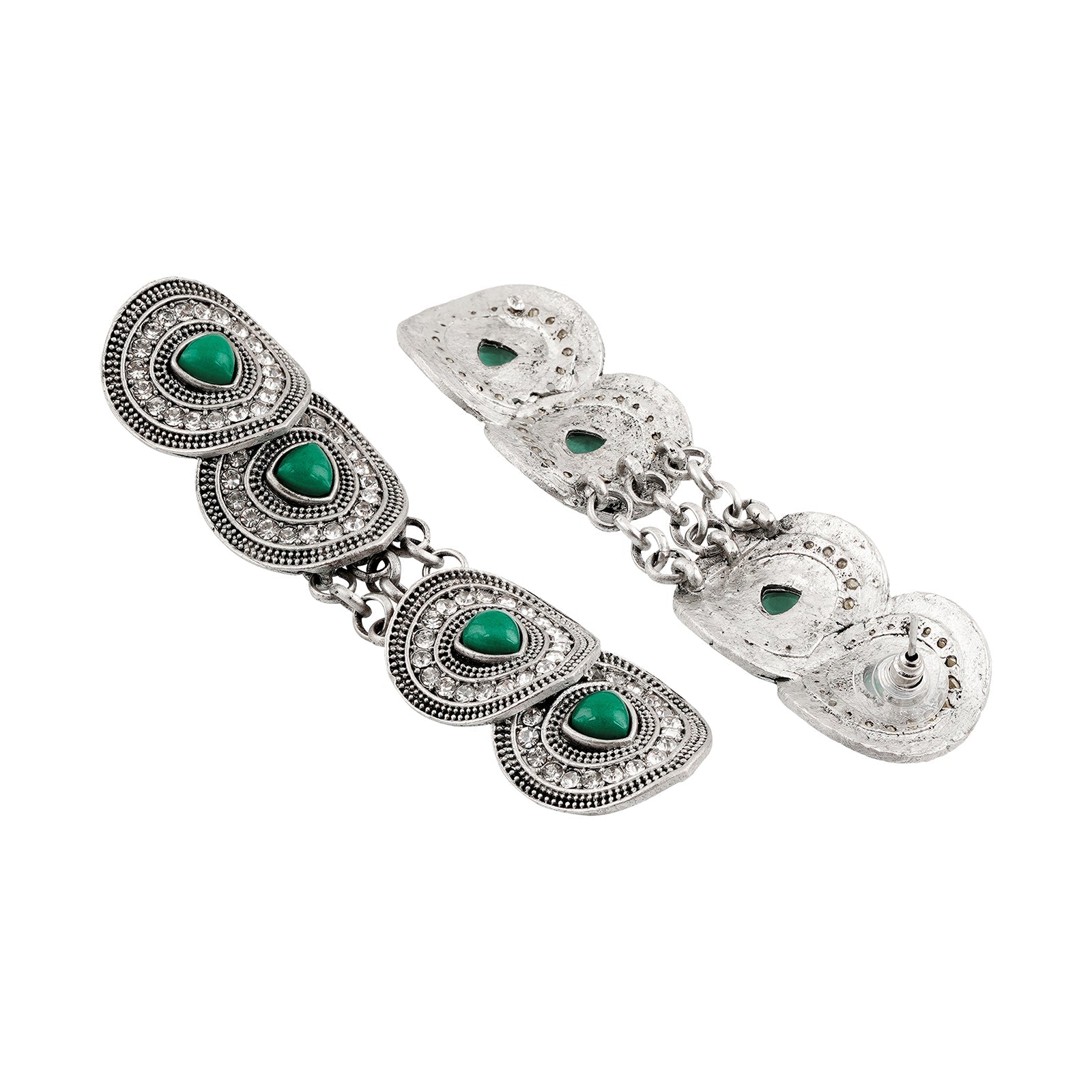 Teejh Pushpa Silver Green Earring