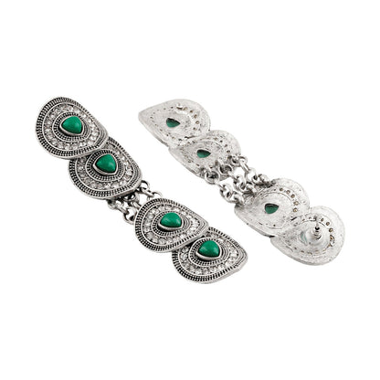 Teejh Pushpa Silver Green Earring
