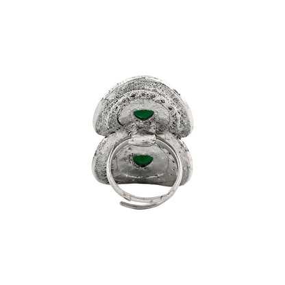 Teejh Takshila Silver Green Ring
