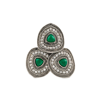 Teejh Padmavathi Silver Green Ring
