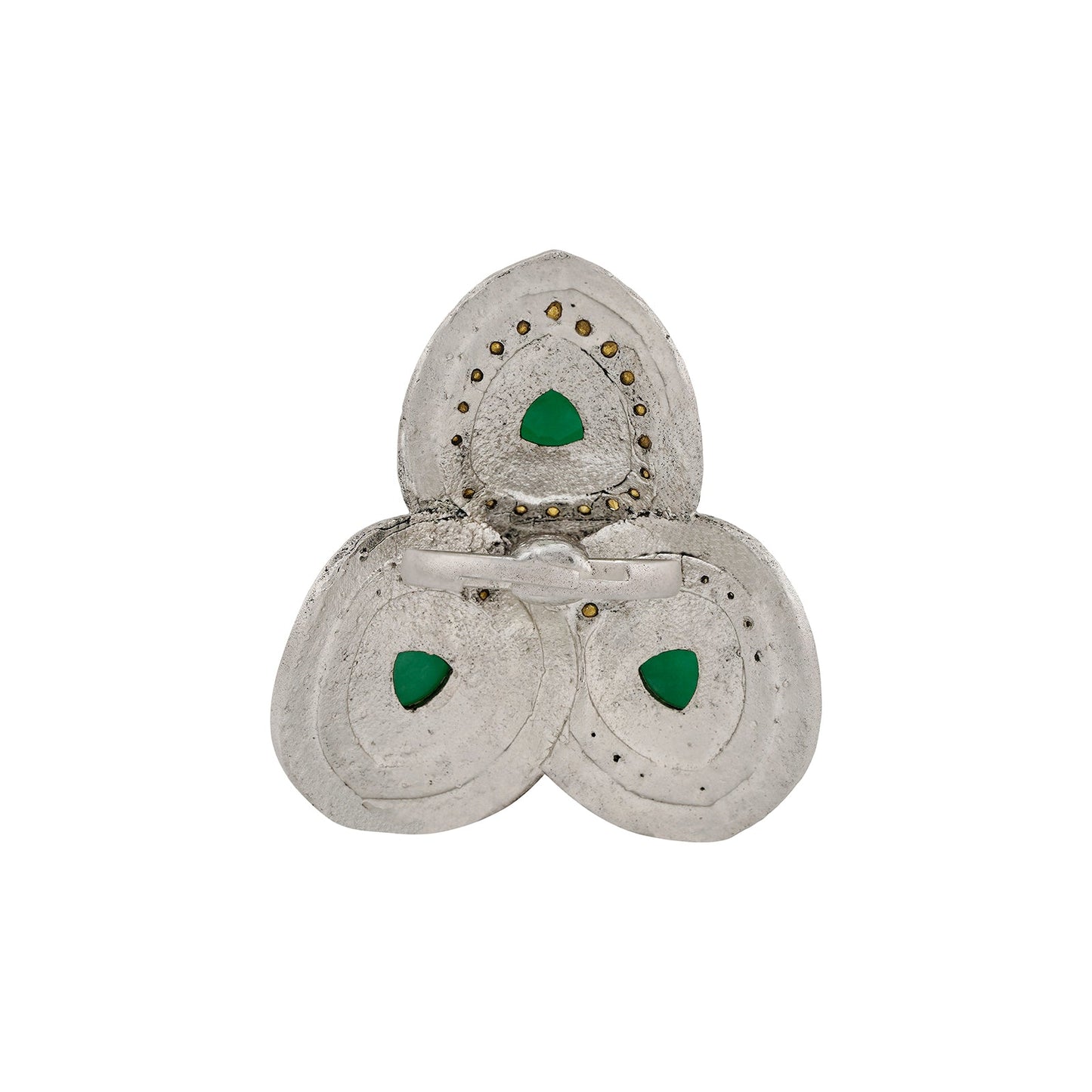 Teejh Padmavathi Silver Green Ring