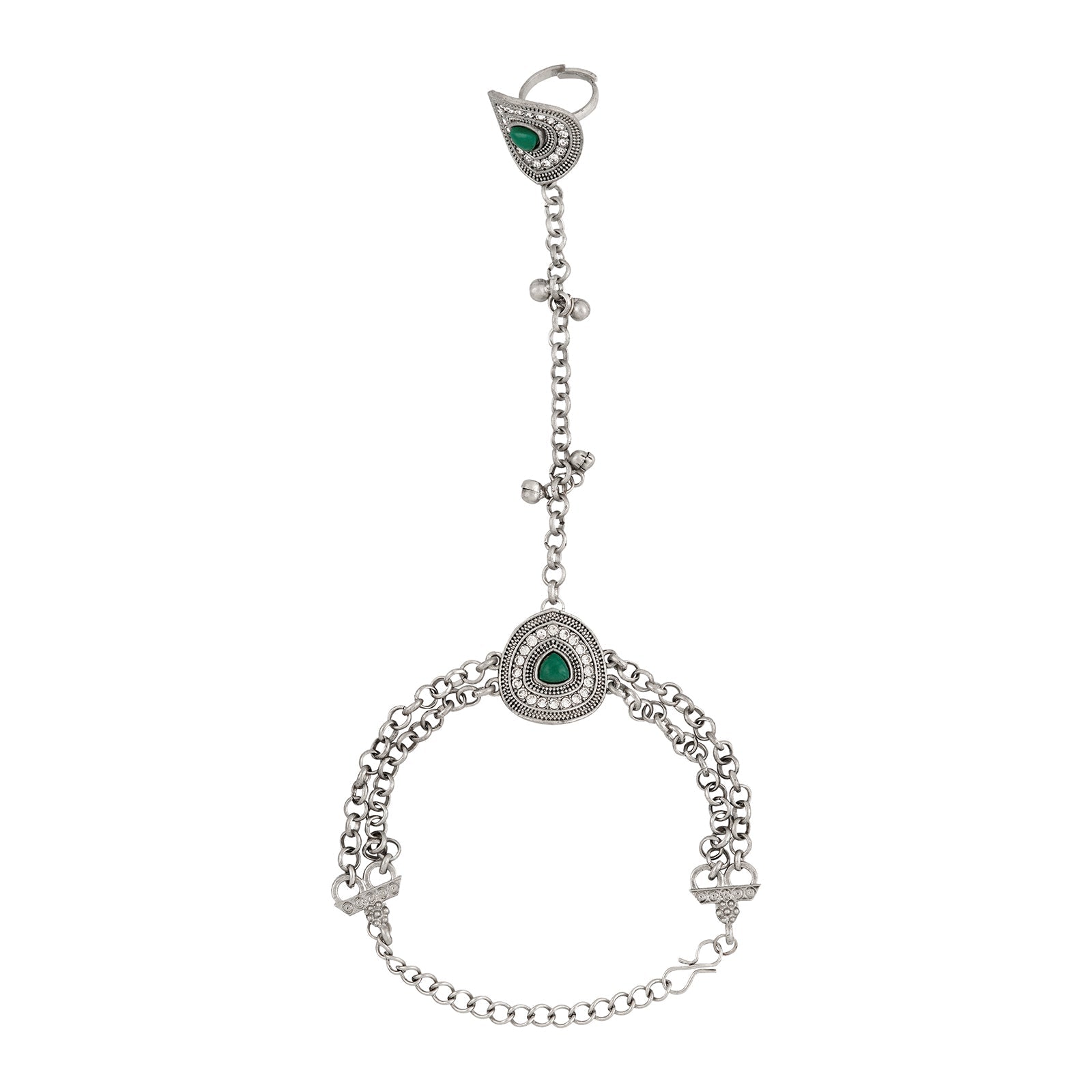 Teejh Akaaya Silver Green Hathphool