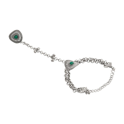 Teejh Akaaya Silver Green Hathphool