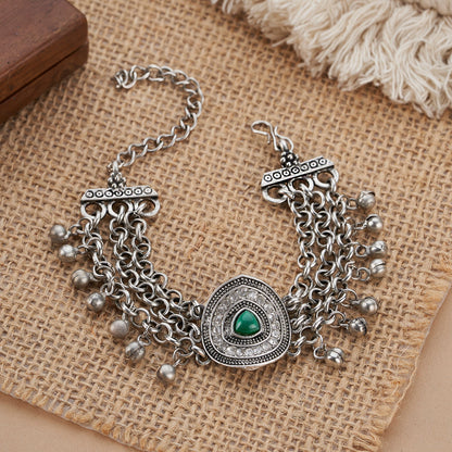 Teejh Saral Silver Green Bracelet