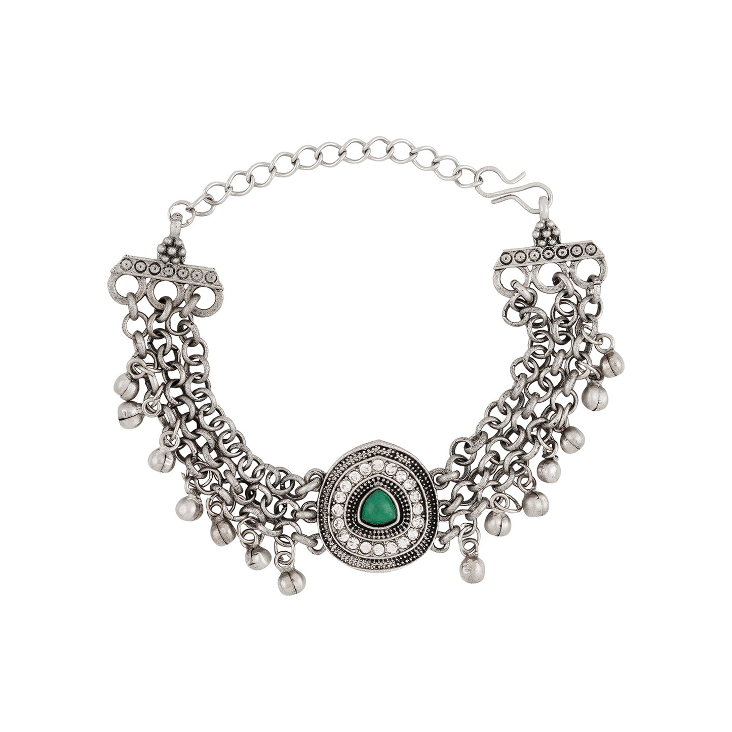 Teejh Saral Silver Green Bracelet