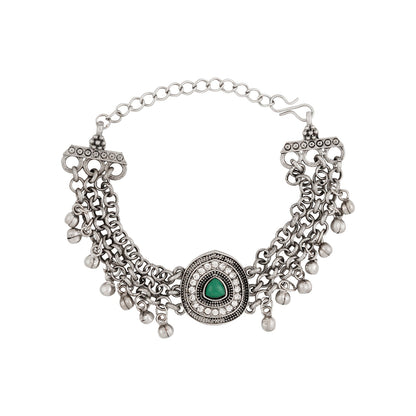 Teejh Saral Silver Green Bracelet