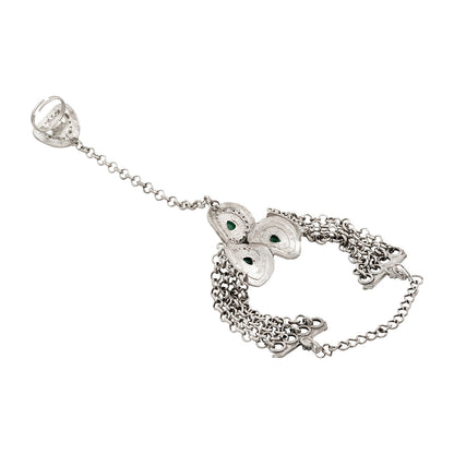Teejh Himanshi Silver Green Hathphool