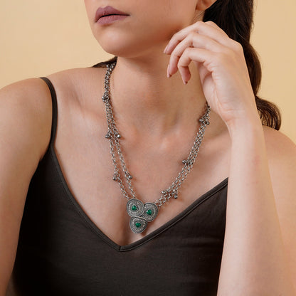 Teejh Pavani Silver Green Necklace