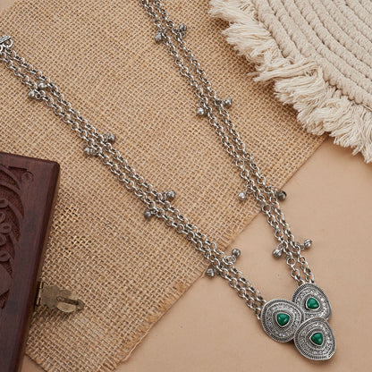 Teejh Pavani Silver Green Necklace