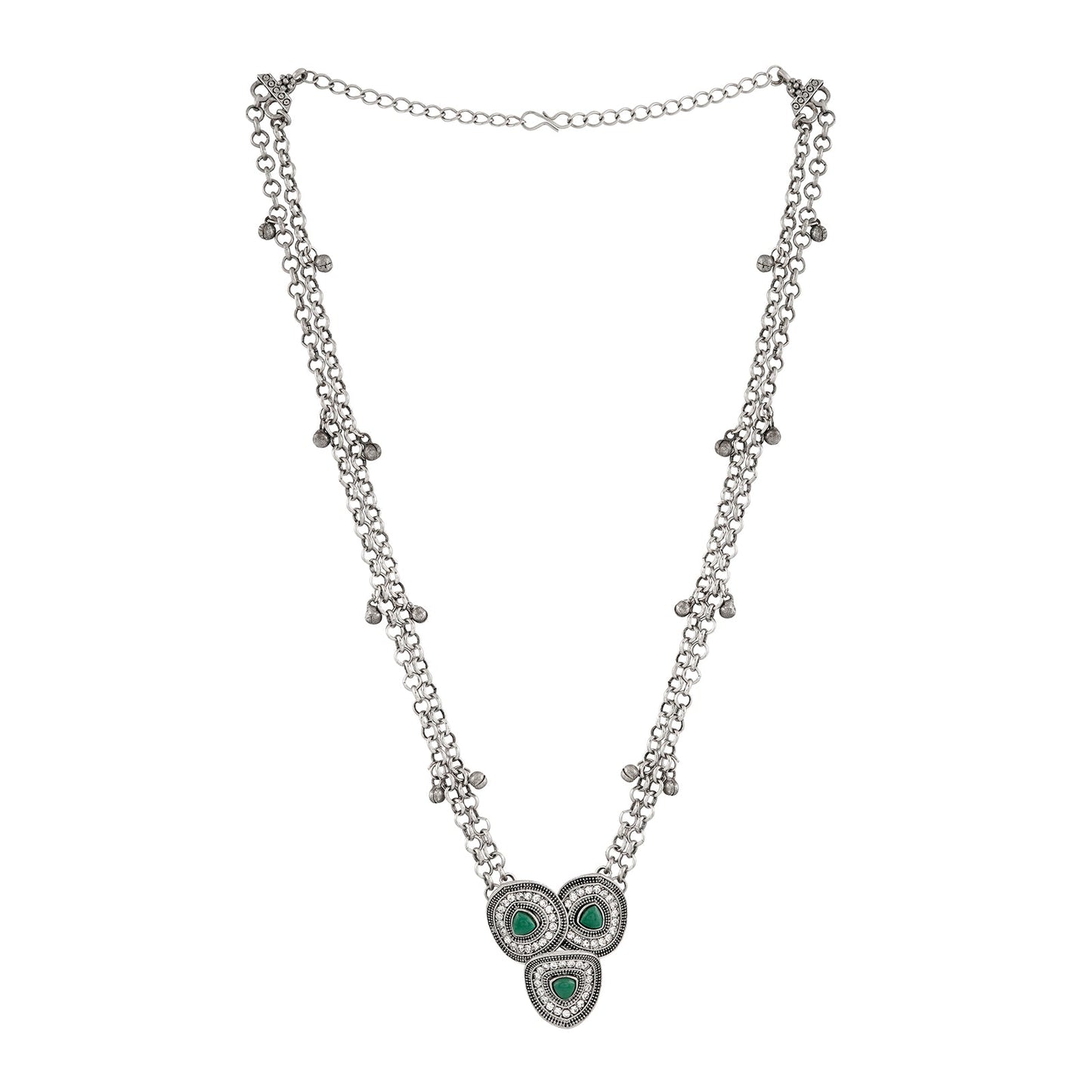 Teejh Pavani Silver Green Necklace