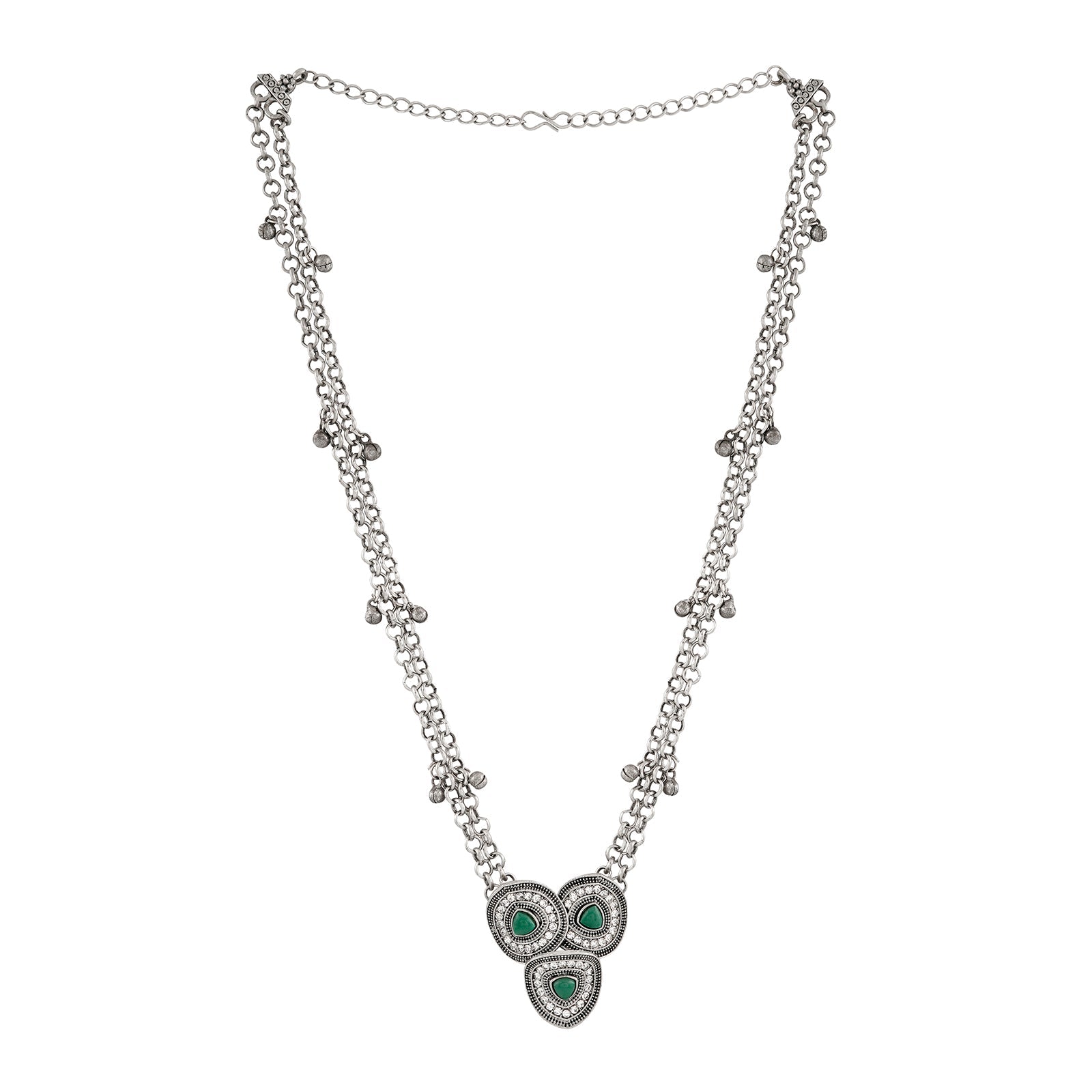 Teejh Pavani Silver Green Necklace