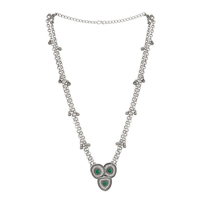 Teejh Pavani Silver Green Necklace