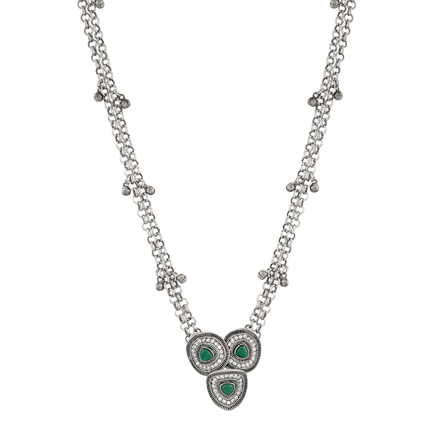 Teejh Pavani Silver Green Necklace