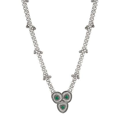 Teejh Pavani Silver Green Necklace