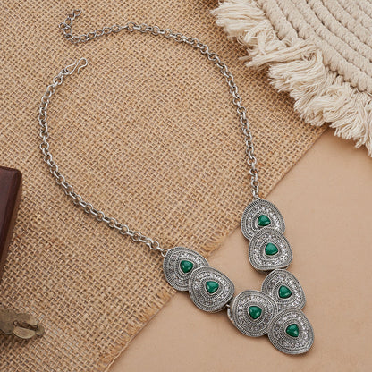 Teejh Hansa Silver Green Necklace
