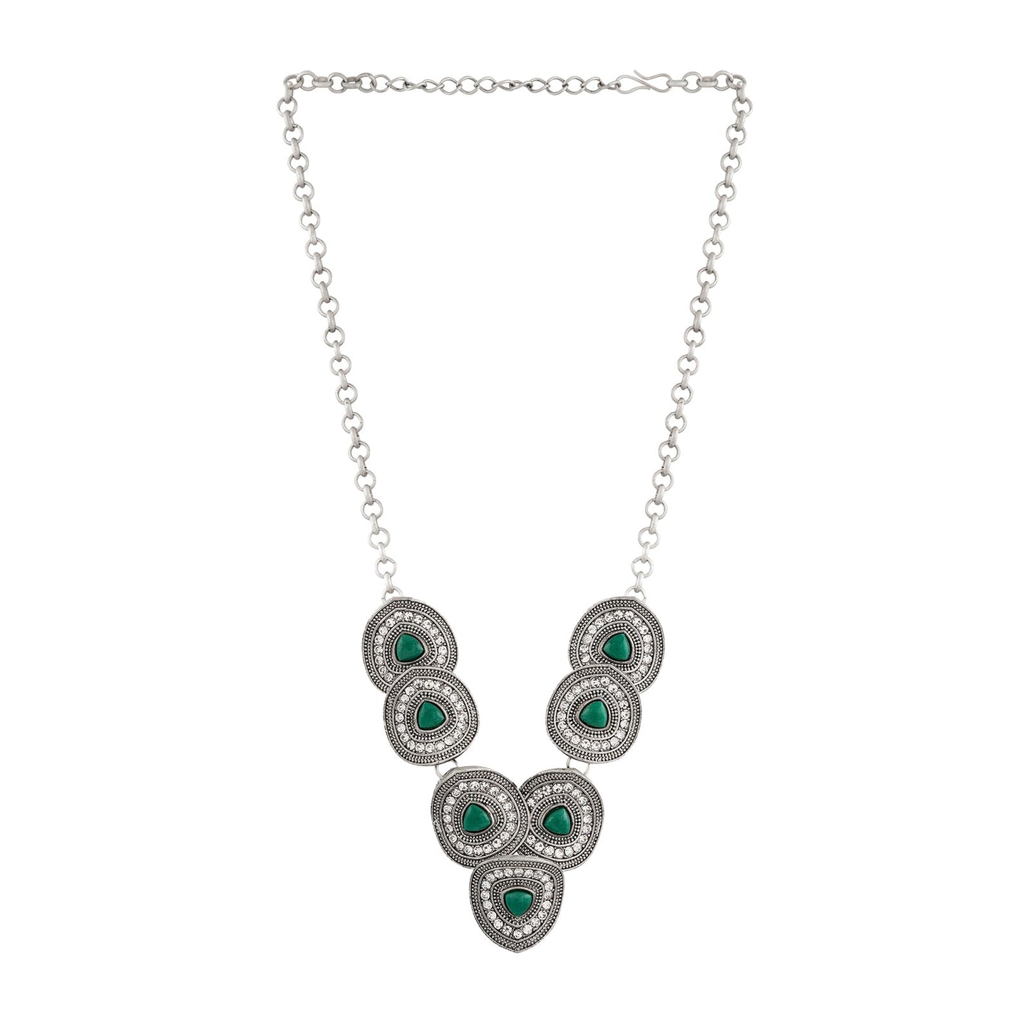 Teejh Hansa Silver Green Necklace