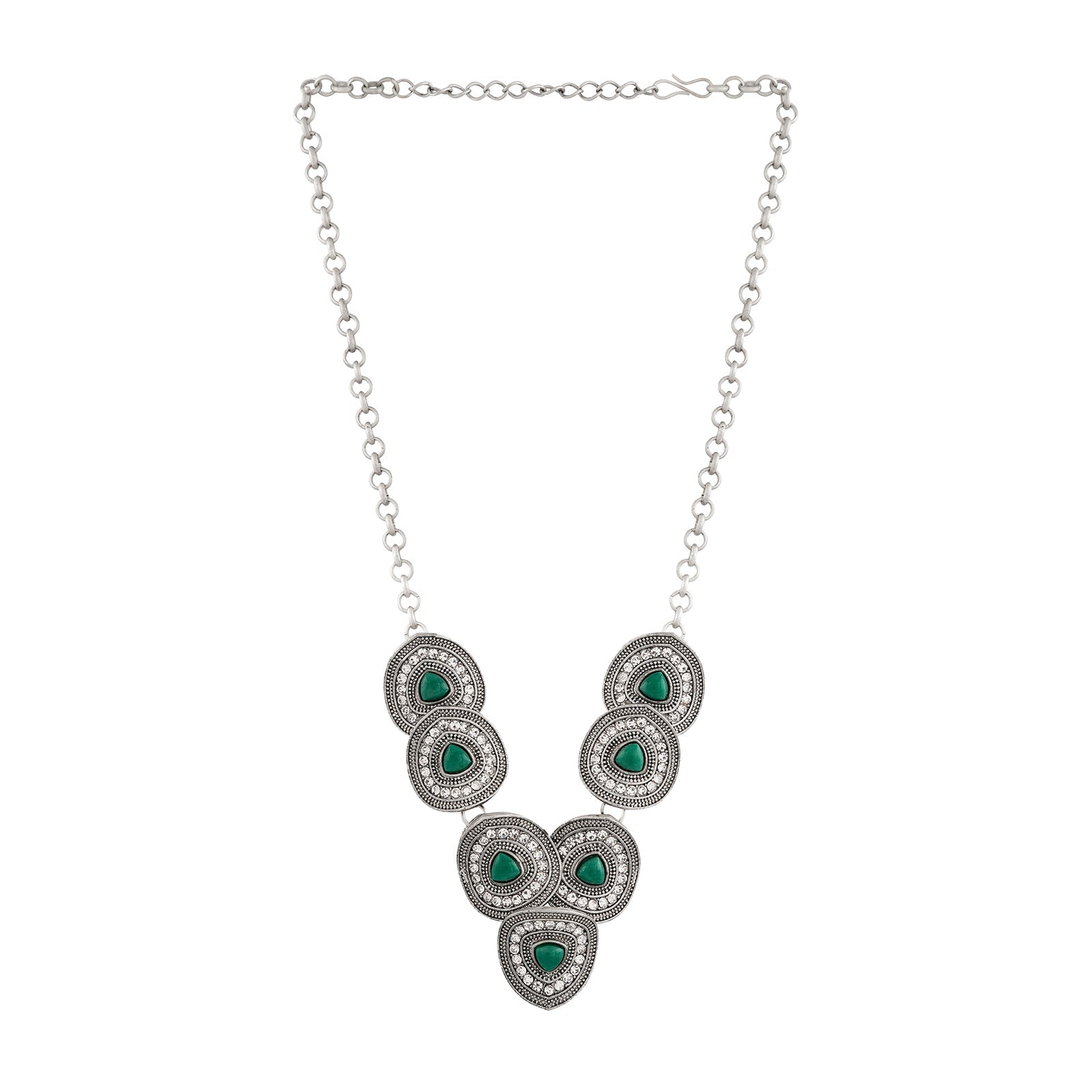 Teejh Hansa Silver Green Necklace