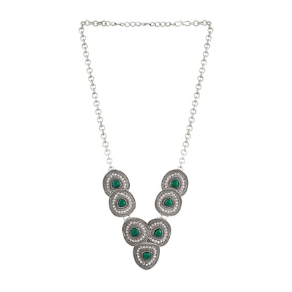 Teejh Hansa Silver Green Necklace