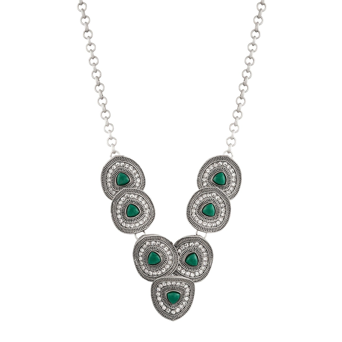 Teejh Hansa Silver Green Necklace
