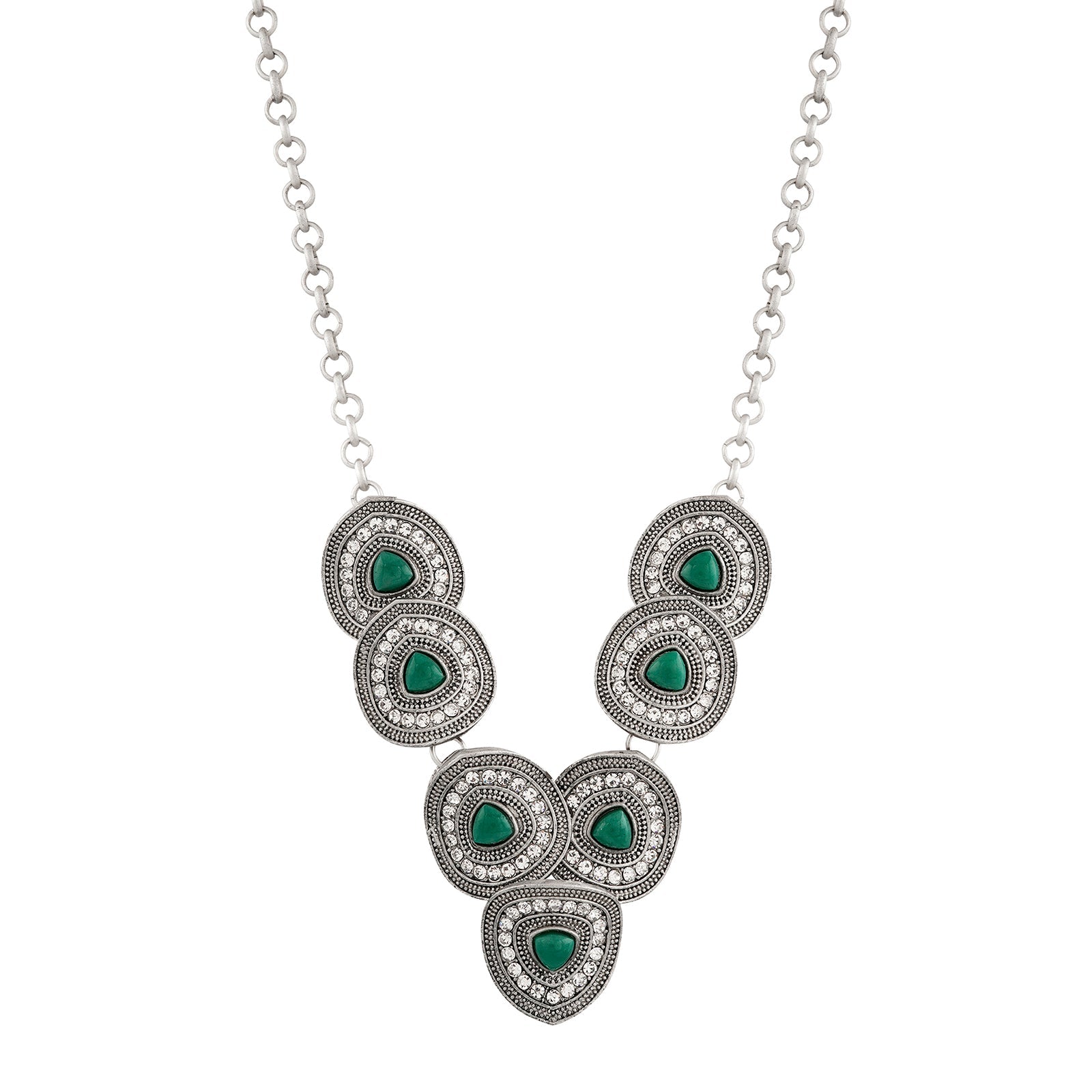 Teejh Hansa Silver Green Necklace