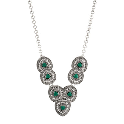 Teejh Hansa Silver Green Necklace