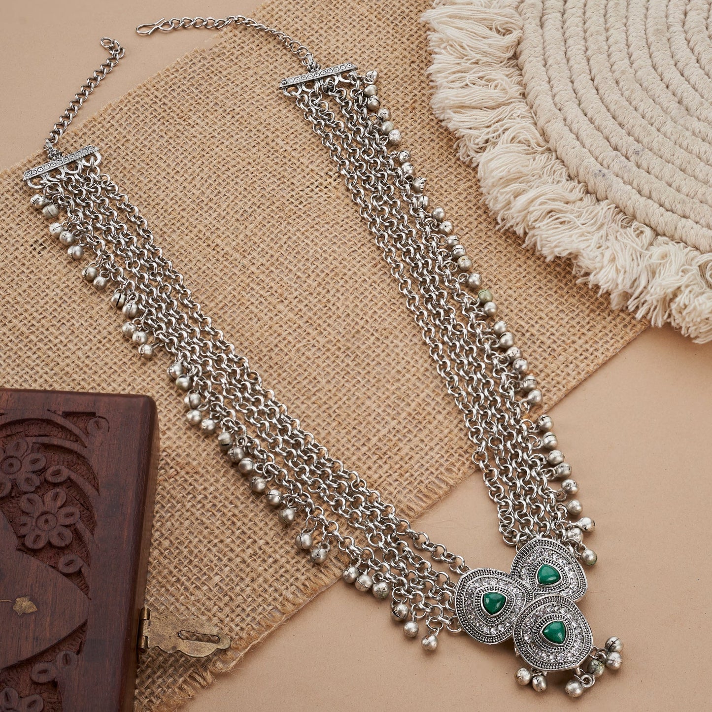 Teejh Esha Silver Green Necklace
