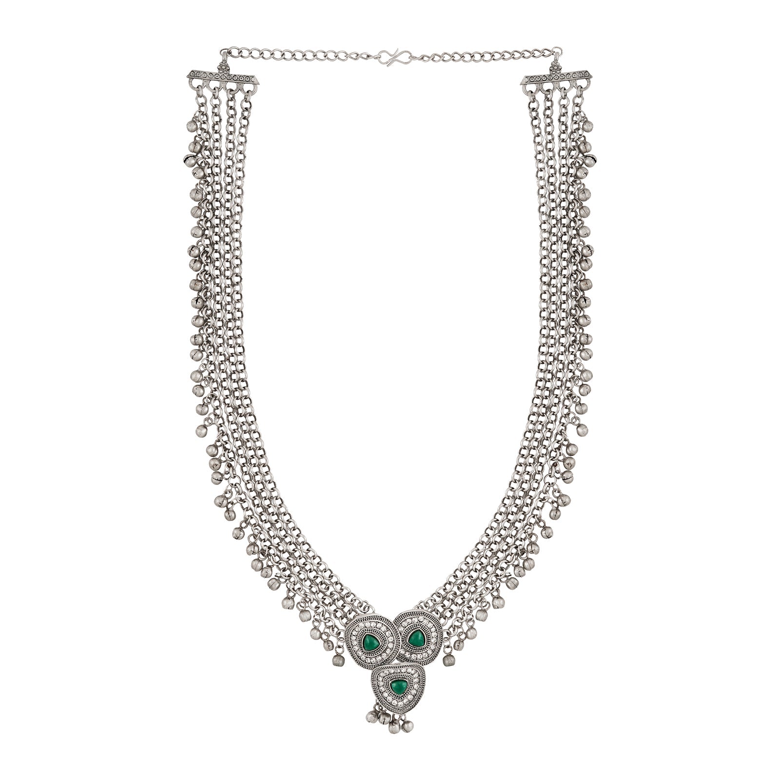 Teejh Esha Silver Green Necklace