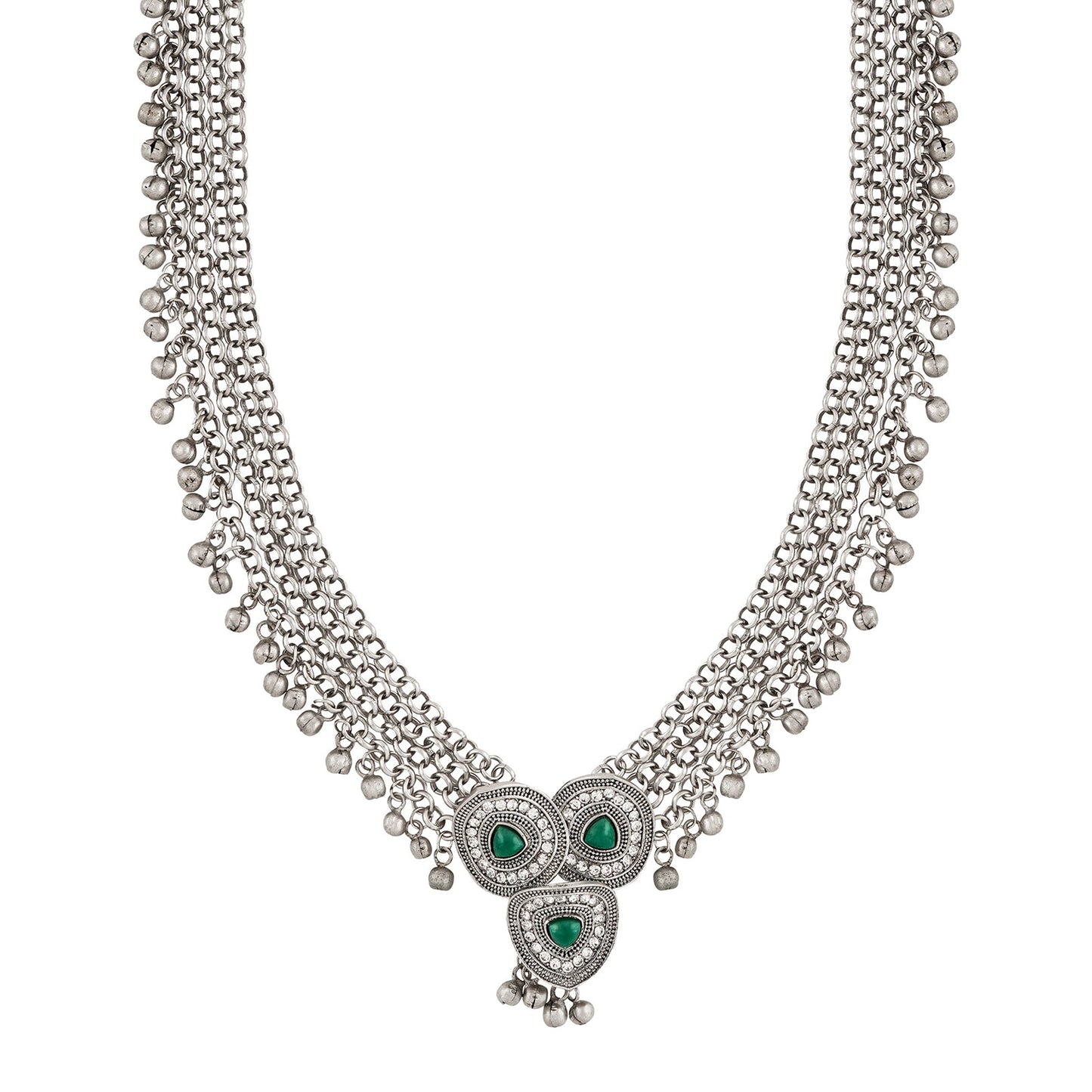 Teejh Esha Silver Green Necklace