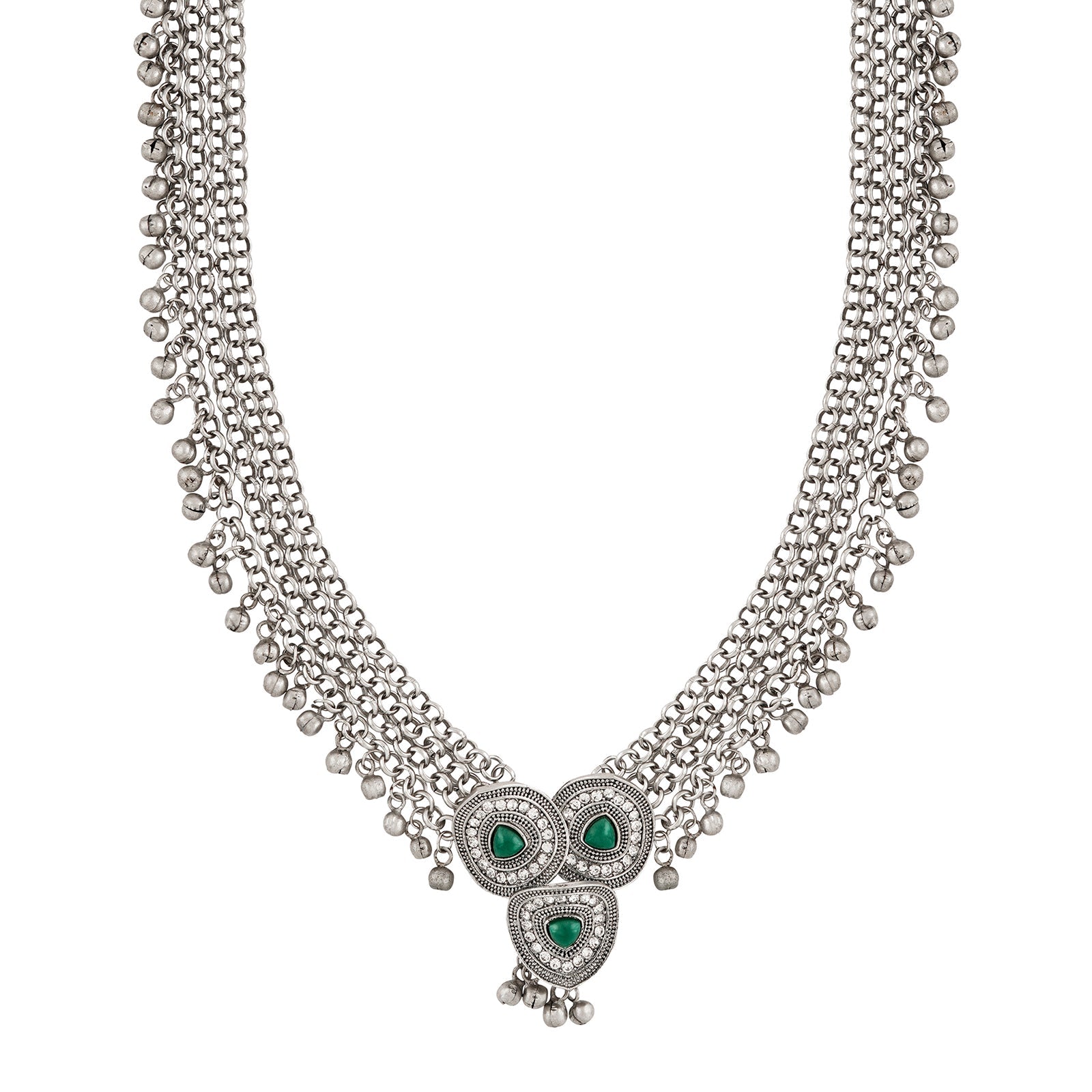 Teejh Esha Silver Green Necklace