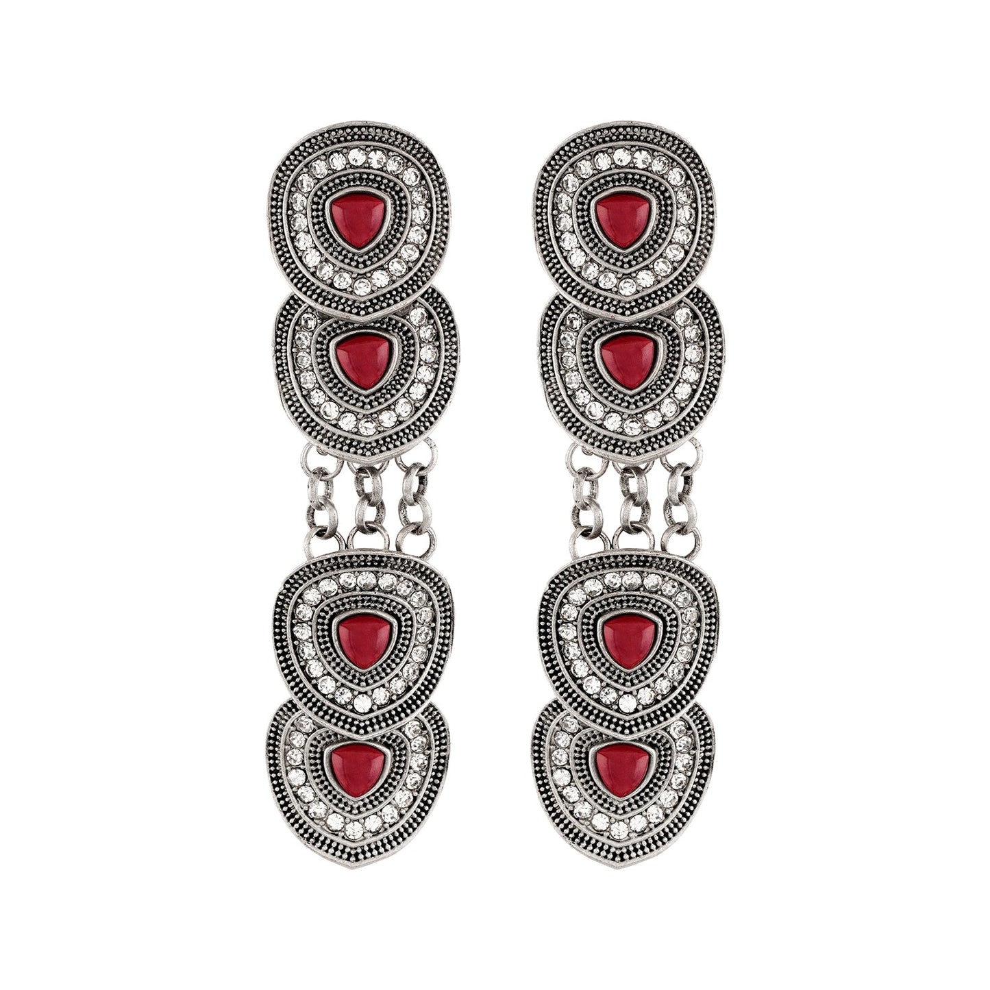 Teejh Dhanushree Silver Mehroon Earring