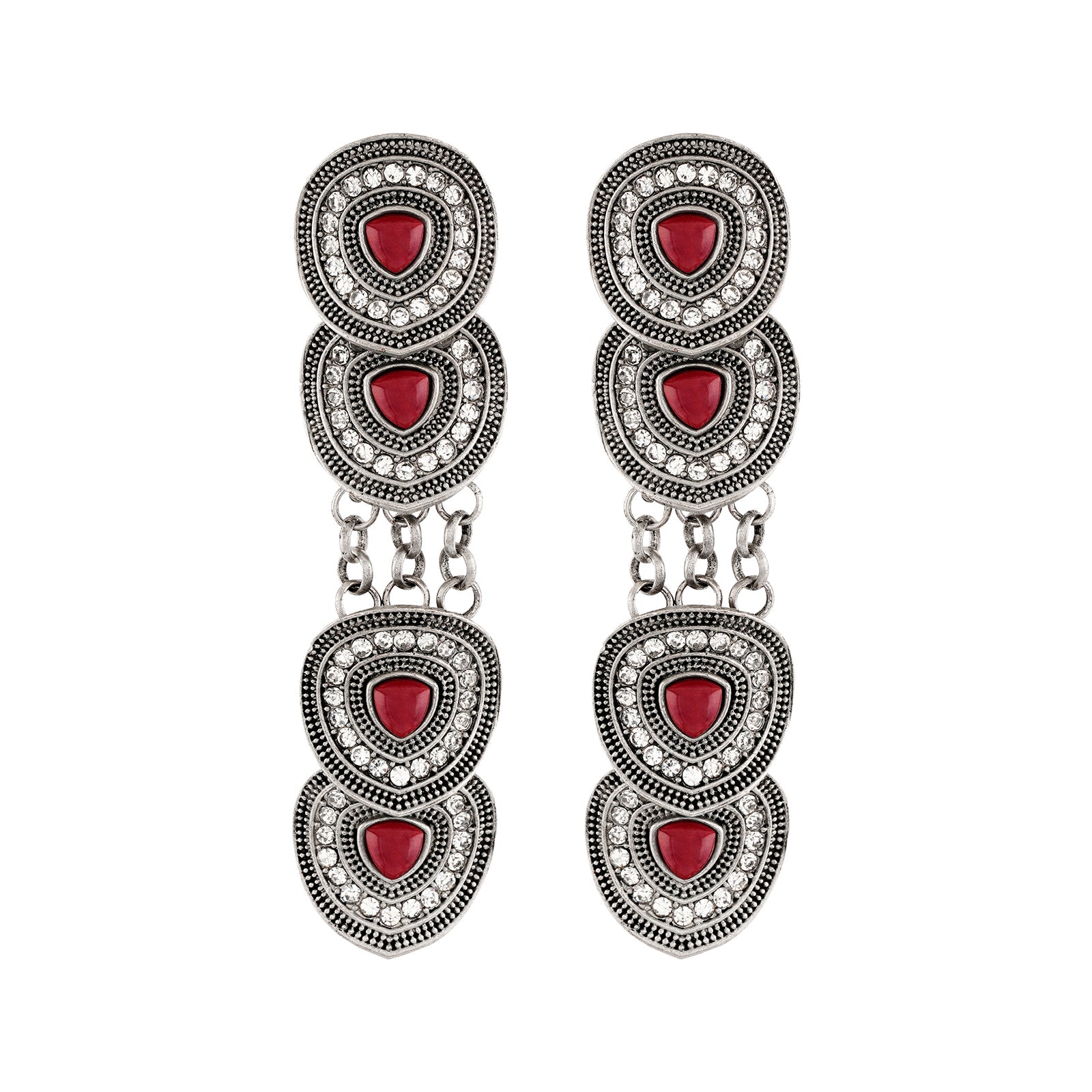 Teejh Dhanushree Silver Mehroon Earring
