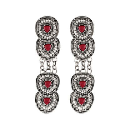 Teejh Dhanushree Silver Mehroon Earring