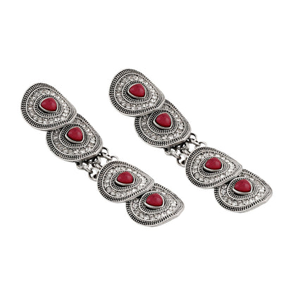 Teejh Dhanushree Silver Mehroon Earring
