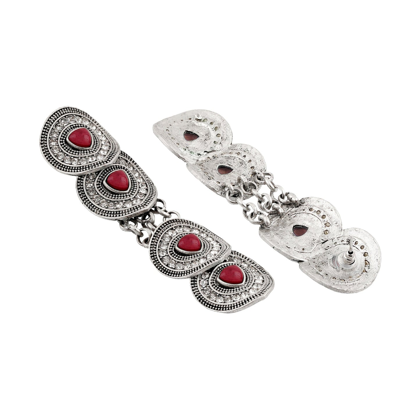 Teejh Dhanushree Silver Mehroon Earring