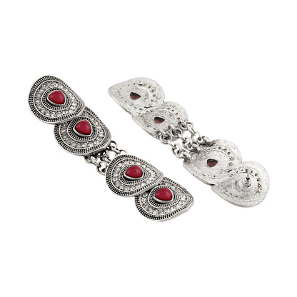 Teejh Dhanushree Silver Mehroon Earring