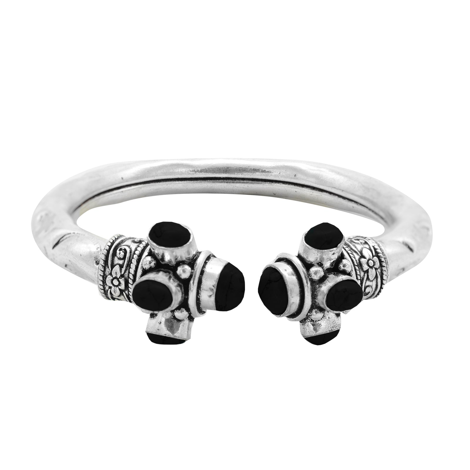 Trisha Black Stone Bracelet Cuff - Teejh