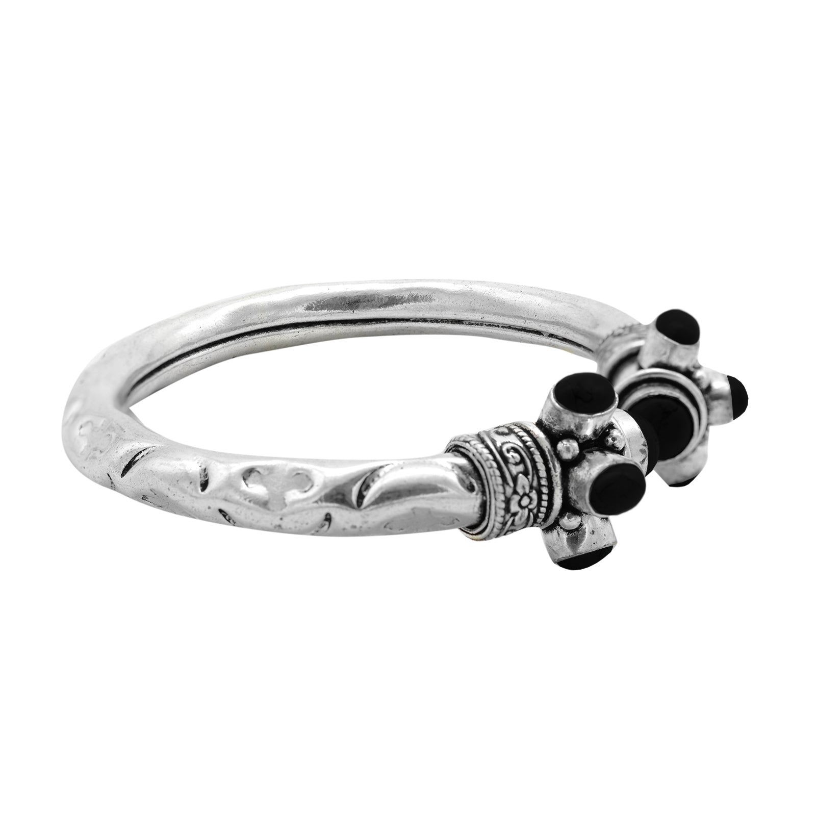 Trisha Black Stone Bracelet Cuff - Teejh