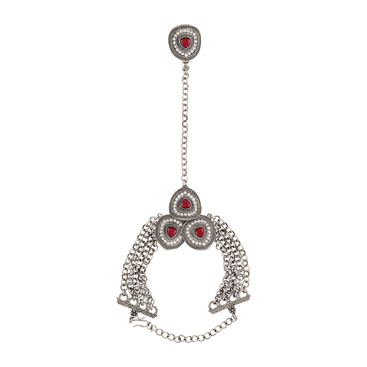 Teejh Tejal Silver Mehroon Hathphool