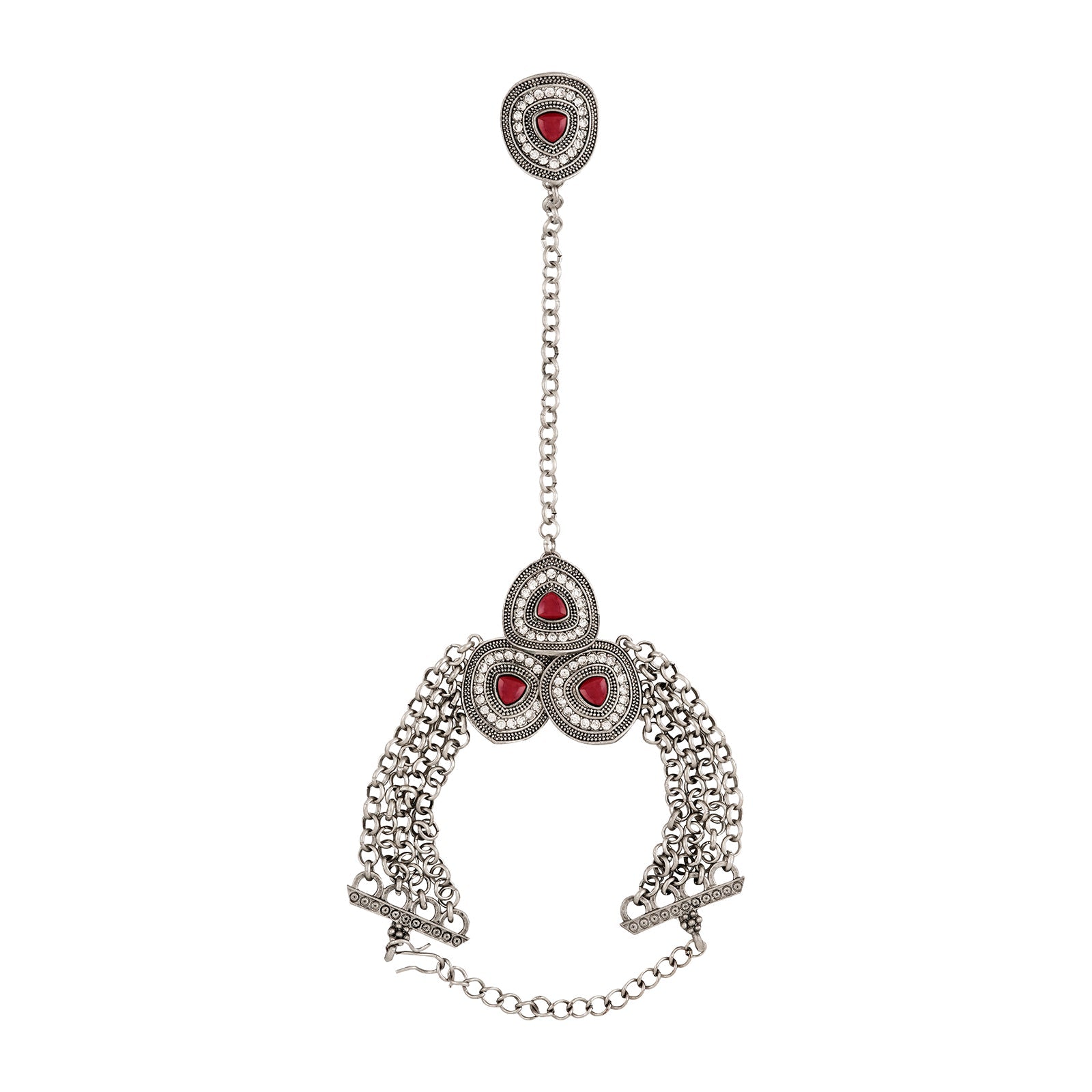 Teejh Tejal Silver Mehroon Hathphool