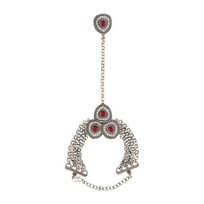 Teejh Tejal Silver Mehroon Hathphool