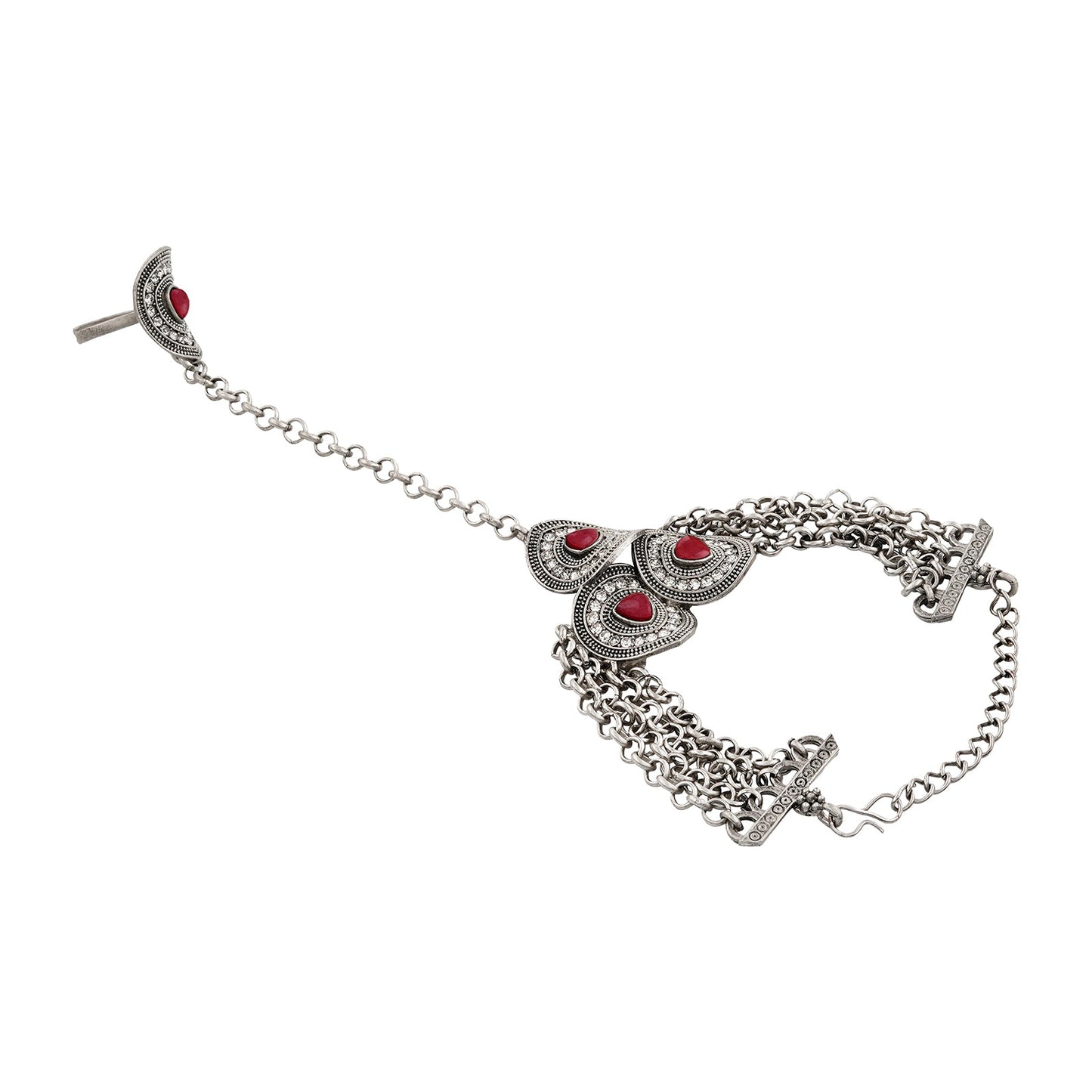 Teejh Tejal Silver Mehroon Hathphool