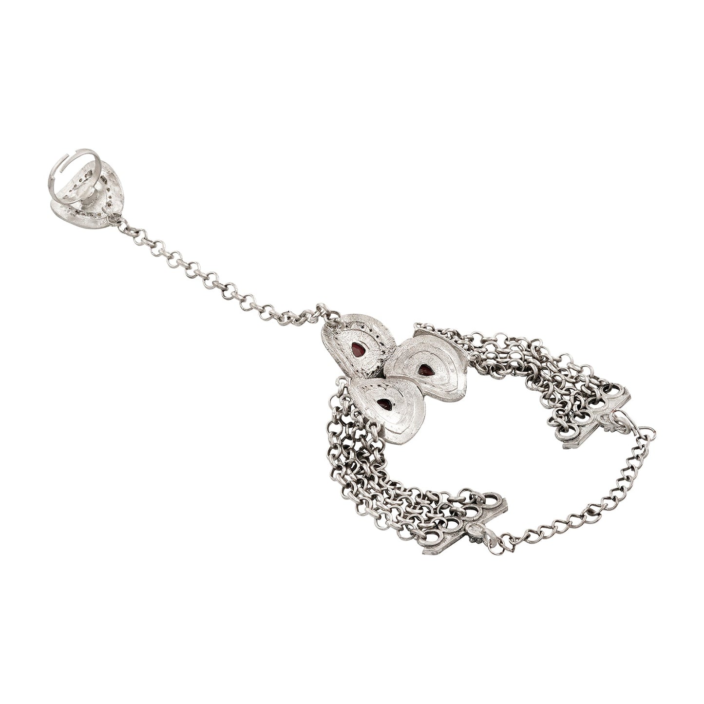Teejh Tejal Silver Mehroon Hathphool