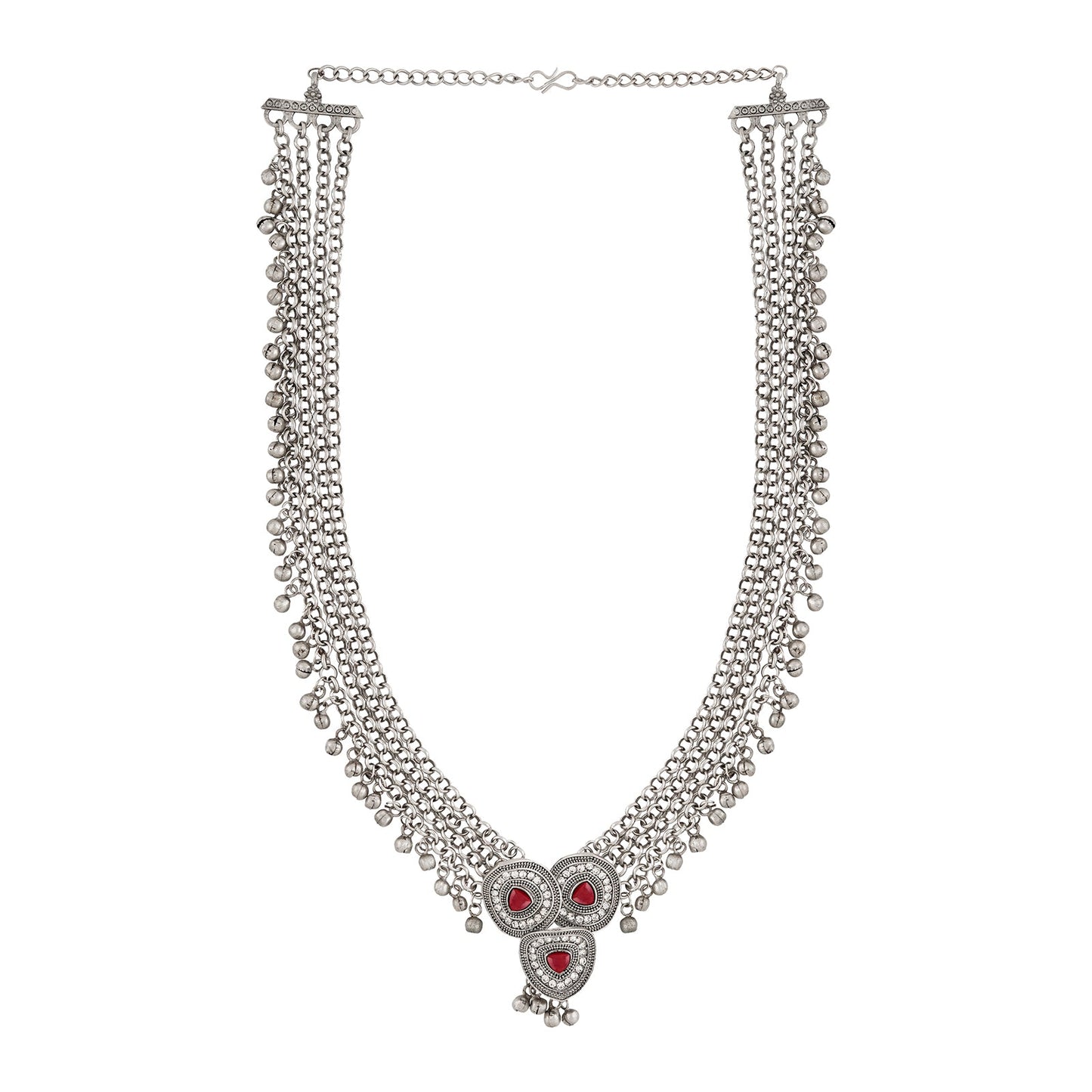 Teejh Yamuna Silver Mehroon Necklace