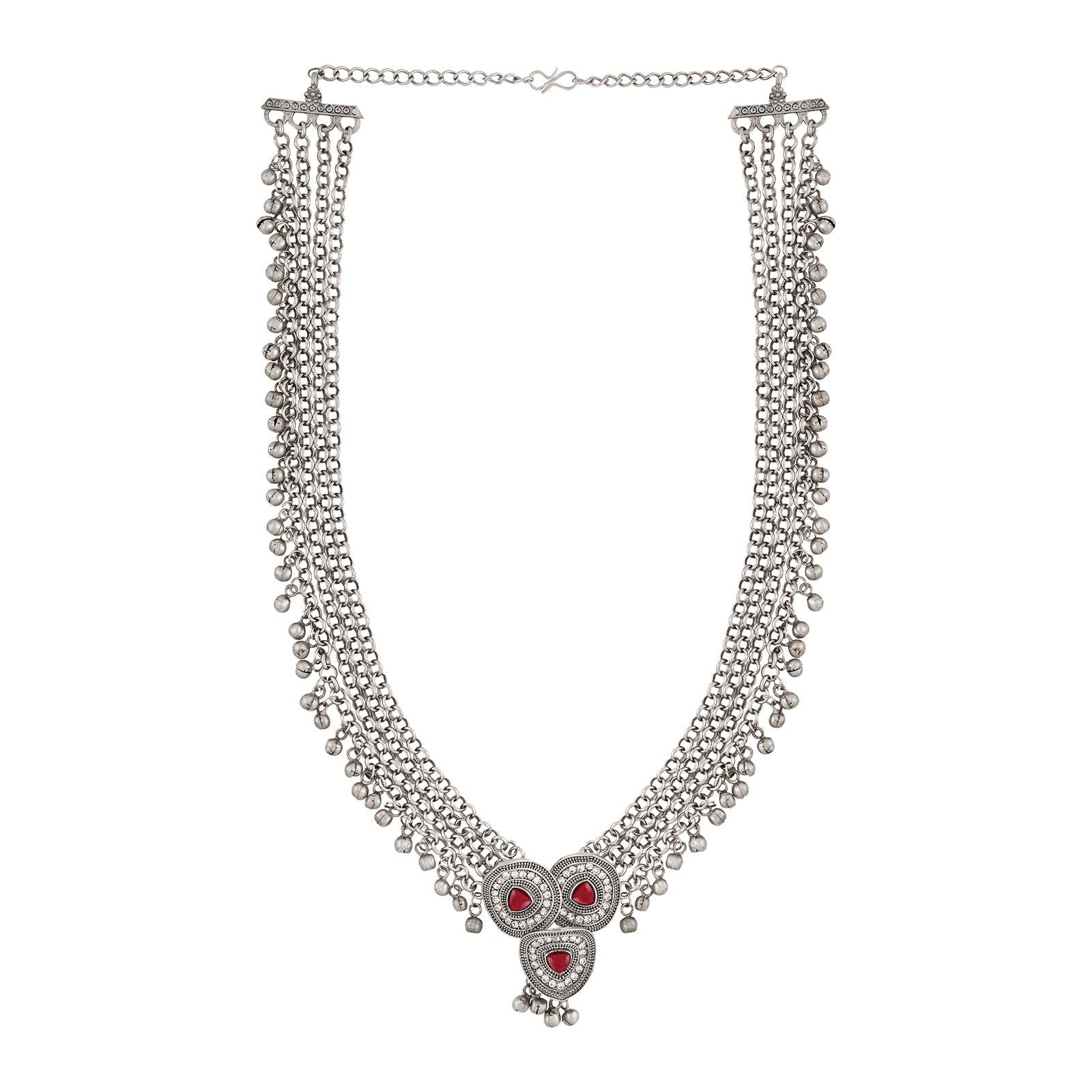 Teejh Yamuna Silver Mehroon Necklace
