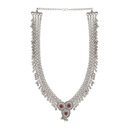 Teejh Yamuna Silver Mehroon Necklace
