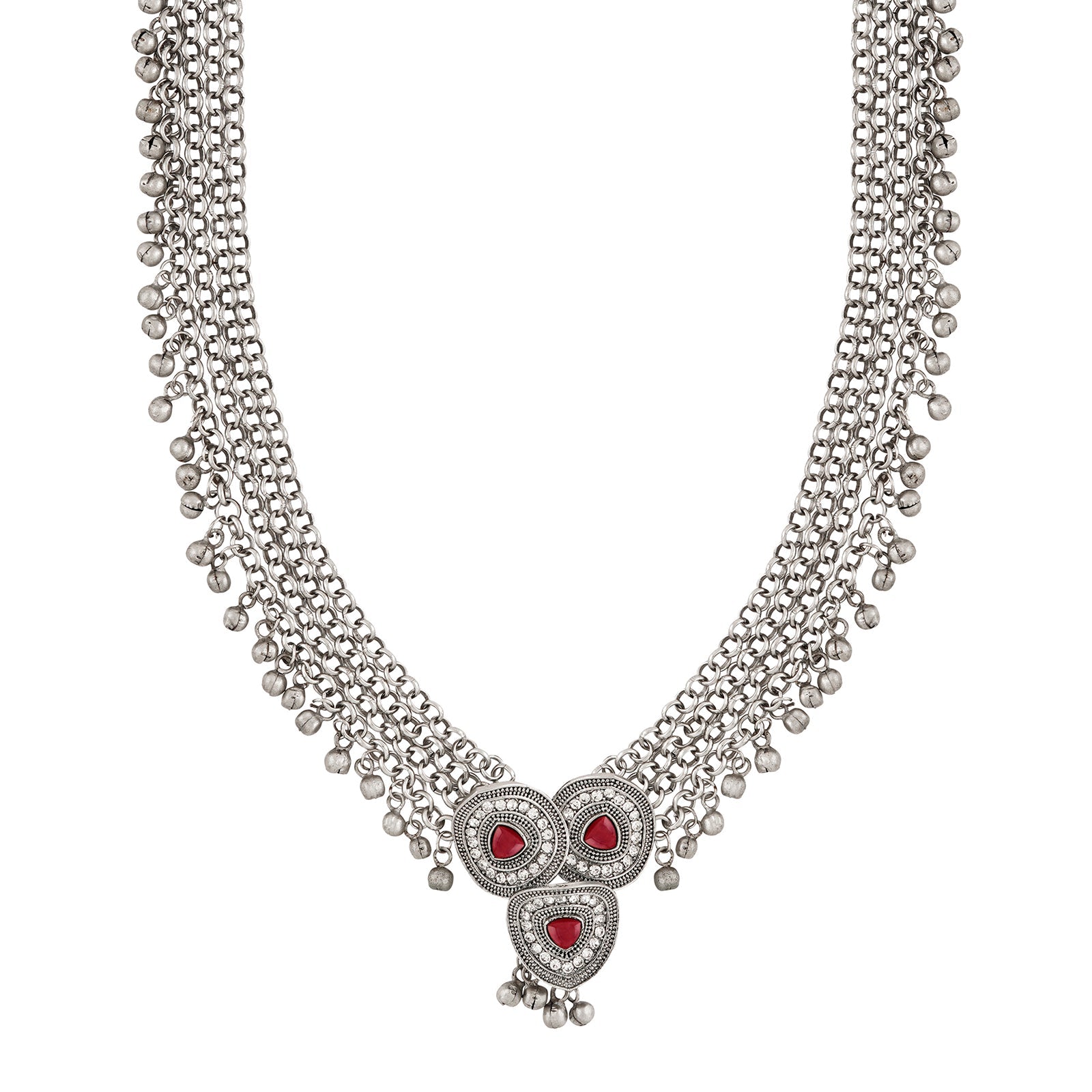 Teejh Yamuna Silver Mehroon Necklace